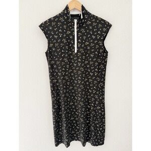 San Soleil Tennis Golf Dress Cheetah UV50 Zip M Black Pickleball Pockets